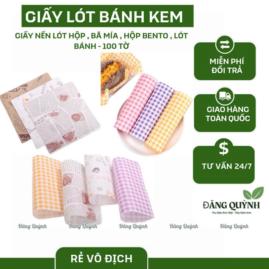 GIẤY LÓT BÁNH KEM – GIẤY NẾN LÓT HỘP, BÃ MÍA, HỘP BENTO TIỆN LỢI [100 TỜ] | ĐĂNG QUỲNH