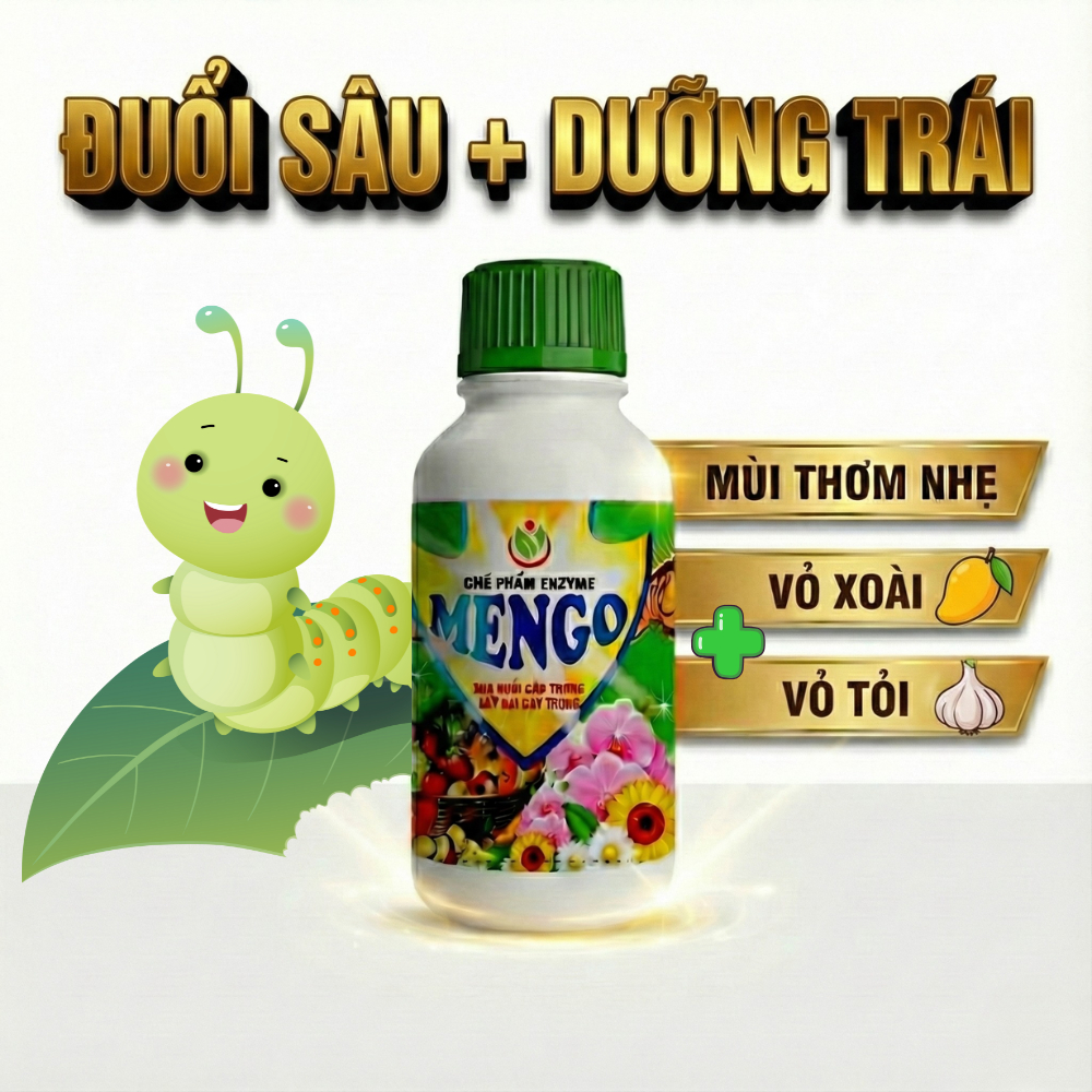 [HƯƠNG THƠM] Chế Phẩm Enzyme MENGO (100ml/1L) - Xua Đuổi Ruồi Vàng, Rệp Sáp, Ốc - An Toàn, Mùi Dễ Ch