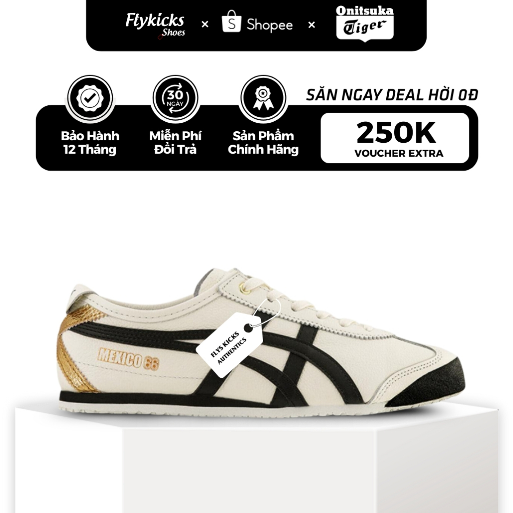 [ Auth ] Giày Onitsuka Tiger Mexico 66 Cream Black 1183B493-100 Dành Cho Nam Nữ, Fullbox FlyKicks