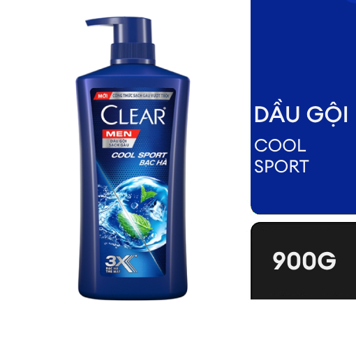 Dầu Gội Clear Men Cool Sport Bạc Hà 900g
