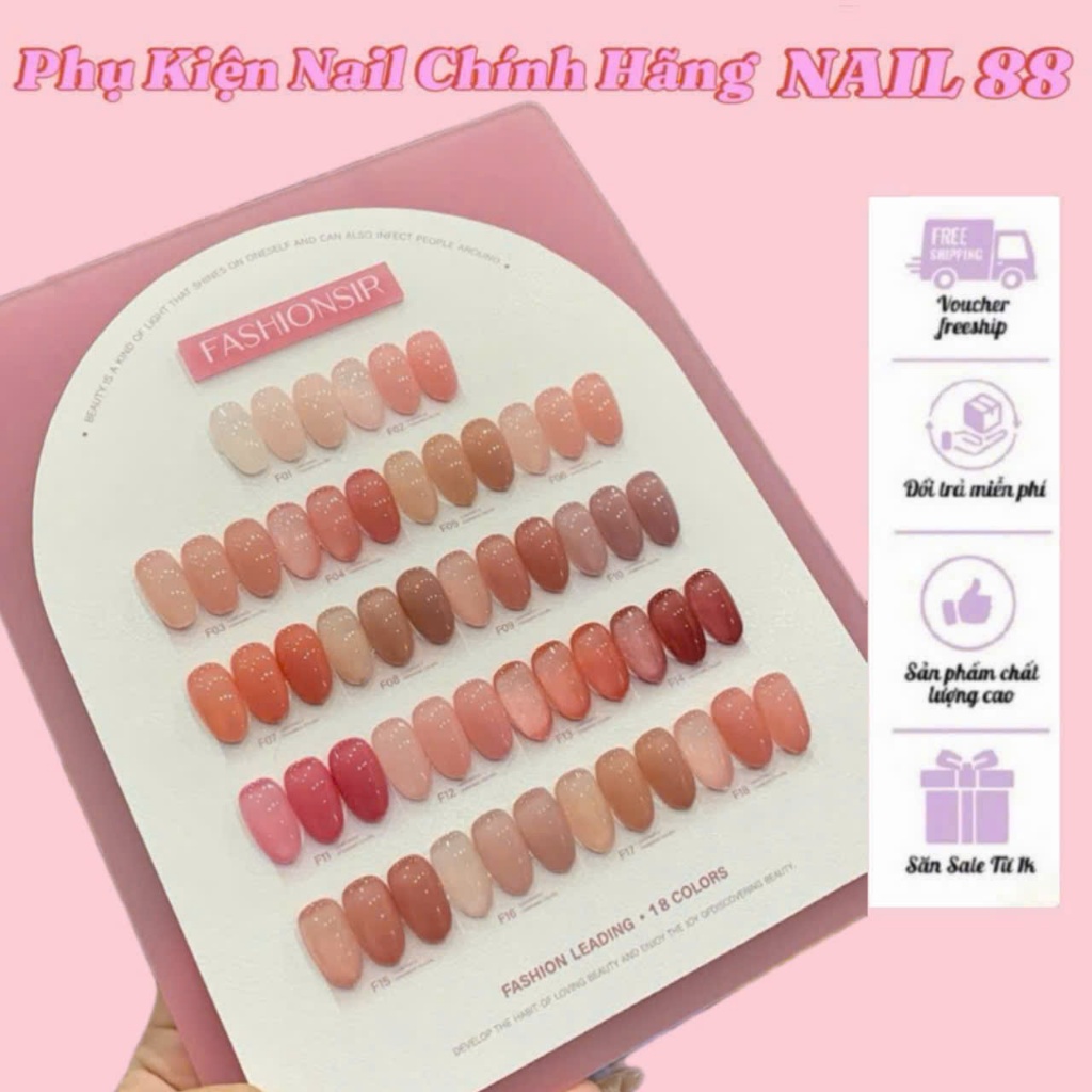 set sơn thạch 18 màu fashion, tặng kèm bảng màu nail88