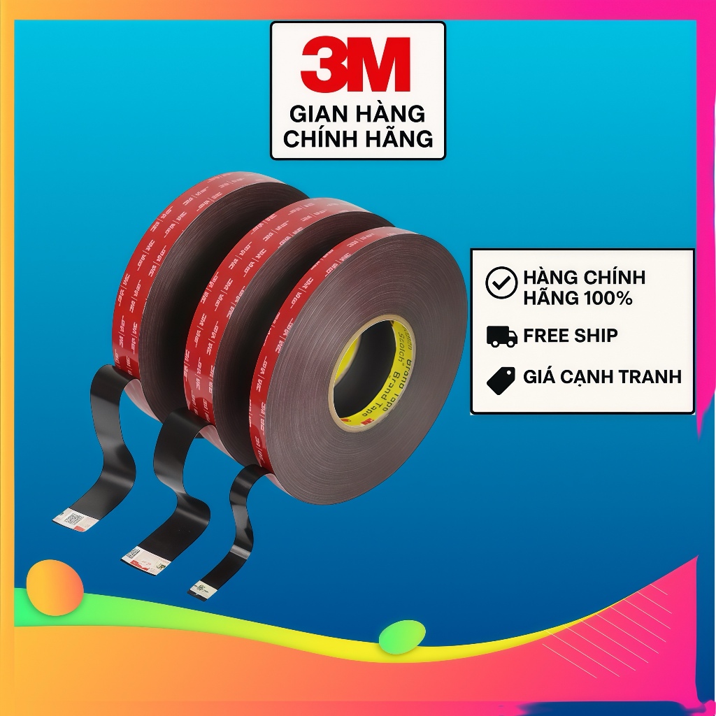 BĂNG KEO 2 MẶT CƯỜNG LỰC SIÊU DÍNH  3M VHB 5952 DÁN KIM LOẠI, NHỰA, GỖ, KÍNH, MICA DÀI 3 MÉT
