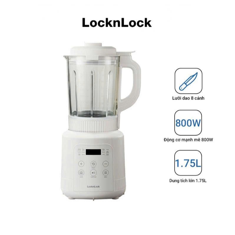 Máy Làm Sữa Hạt Đa Năng Locknlock Bianco Heating Blender 1.75L, 800W, 220V, 50Hz – EJM486IVY