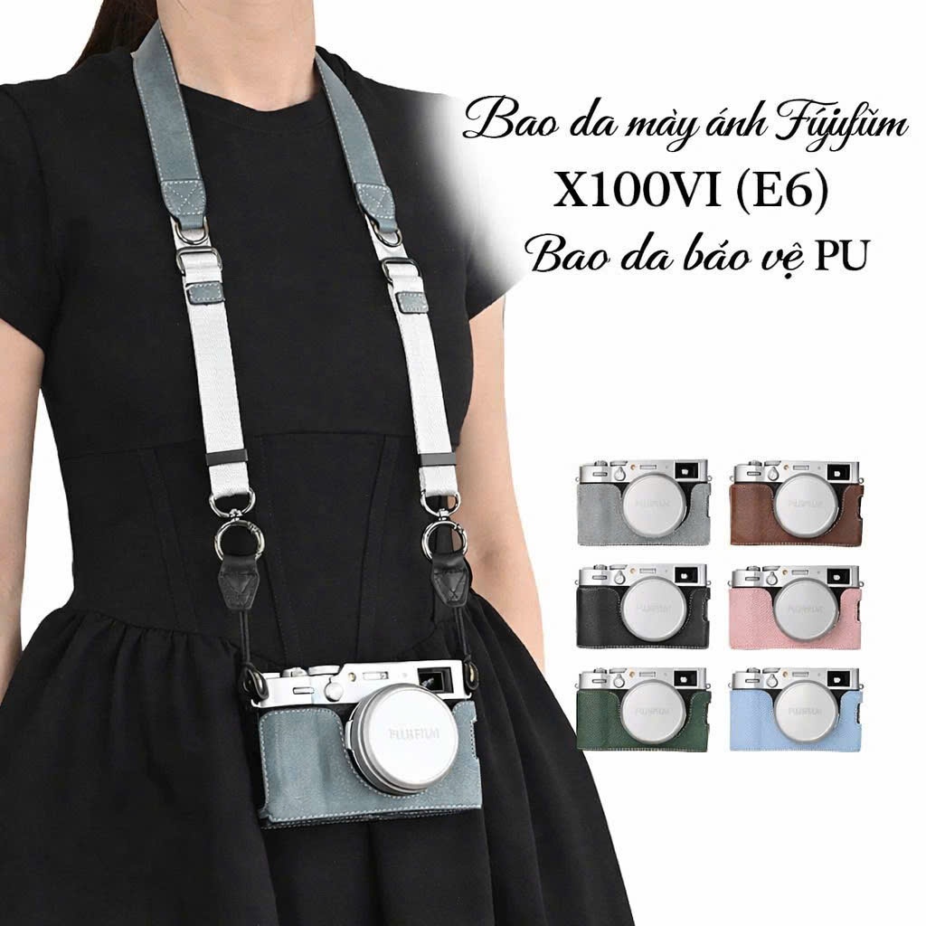 Bao da máy ảnh Fujifilm X100VI / XH2 / XH2S Half Case PU – Bao da bảo vệ thân máy ảnh