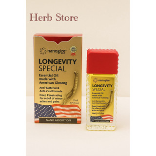 [ Date 2029] - Hỏa Tốc - Dầu Sâm Longevity special nanogize của Mỹ 21ml/ Dầu nóng nhân sâm của Mỹ 1 chai 21ml