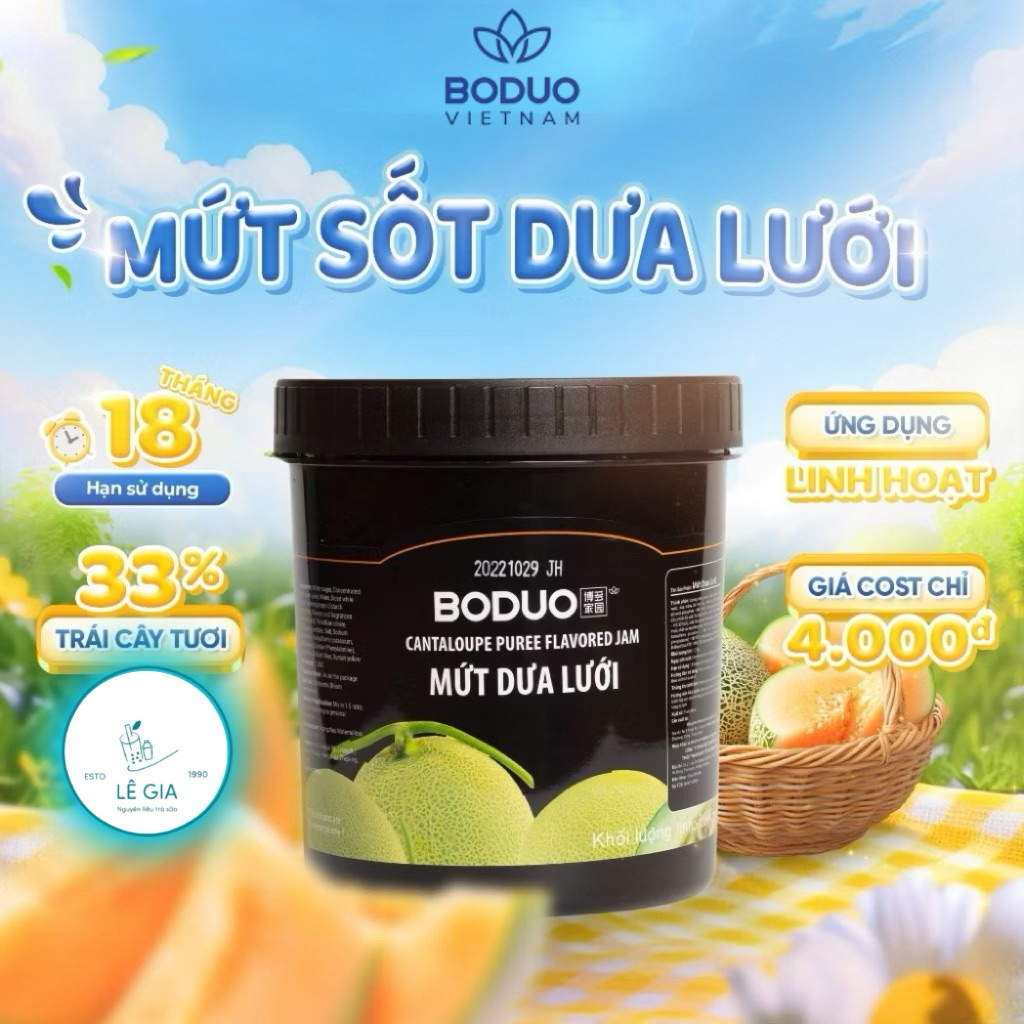 Mứt dưa lưới Boduo hộp 1kg3