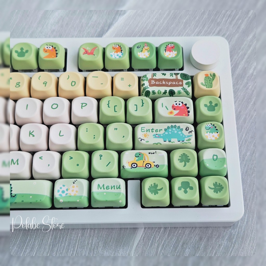 Keycap Green Dino ASA Dolch Dream profile PBT bàn phím cơ Polabe Store Keycap Black Green White