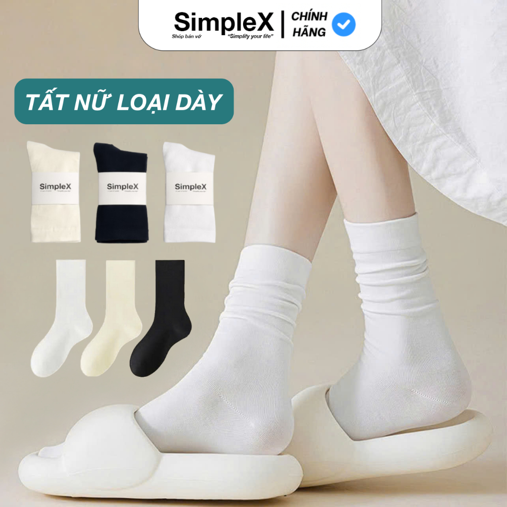 [SimpleX] Tất Nữ Trơn Cổ Cao SimpleX Basic, Chất Liệu Cotton Co Dãn | T08