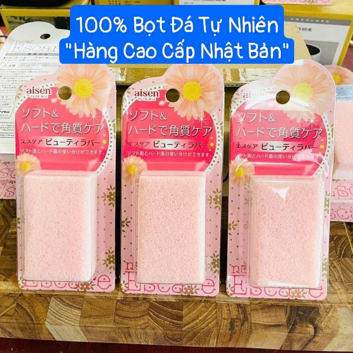 [HÀNG NHẬT] Đá chà gót chân Aisen Nhật Bản 100% từ đá bọt tự nhiên (Hồng BE233)