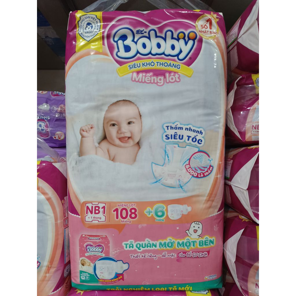 1 gói miếng lót BOBBY NB1- 108 miếng