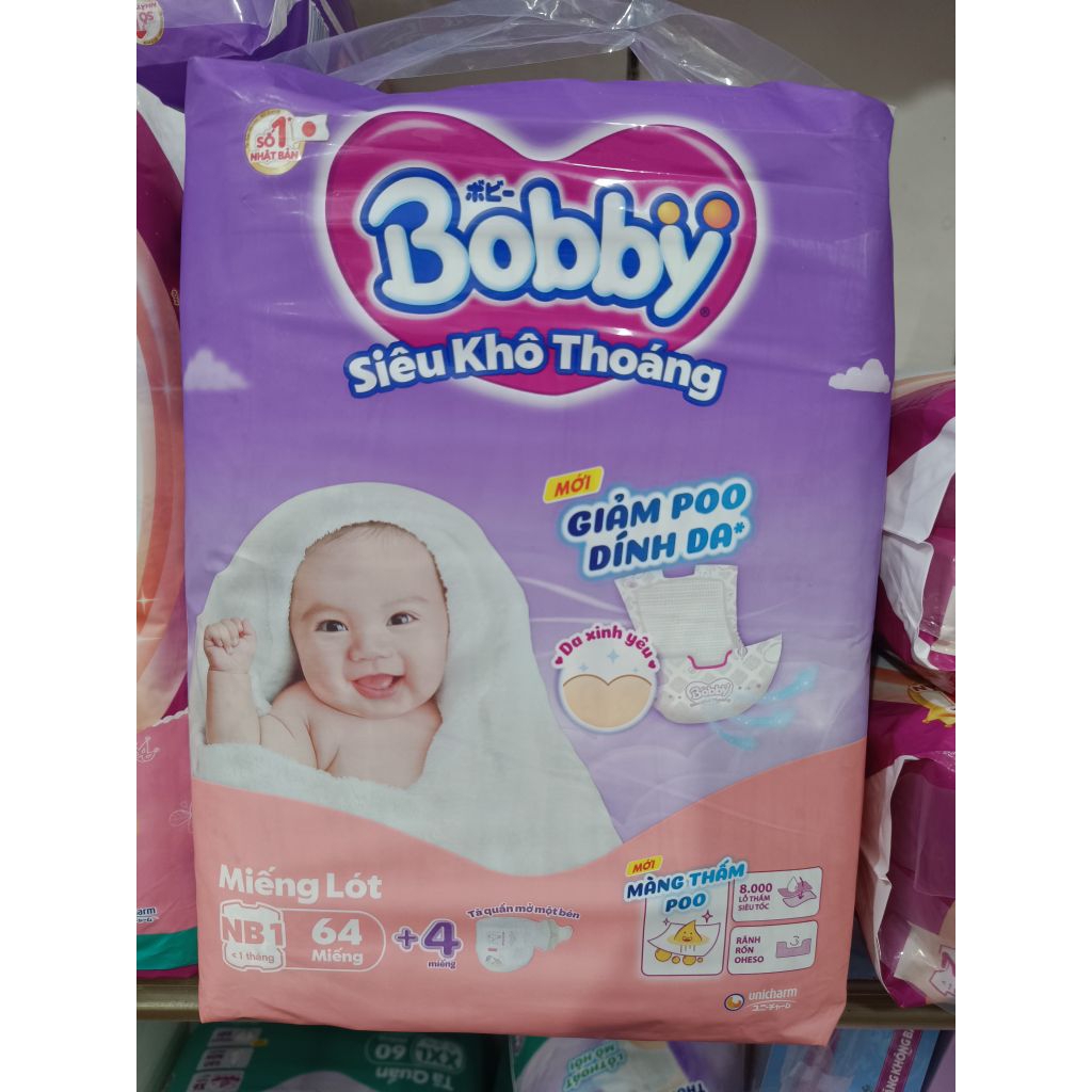 1 gói MIẾNG LÓT BOBBY NB1 64 MIẾNG - chính hãng