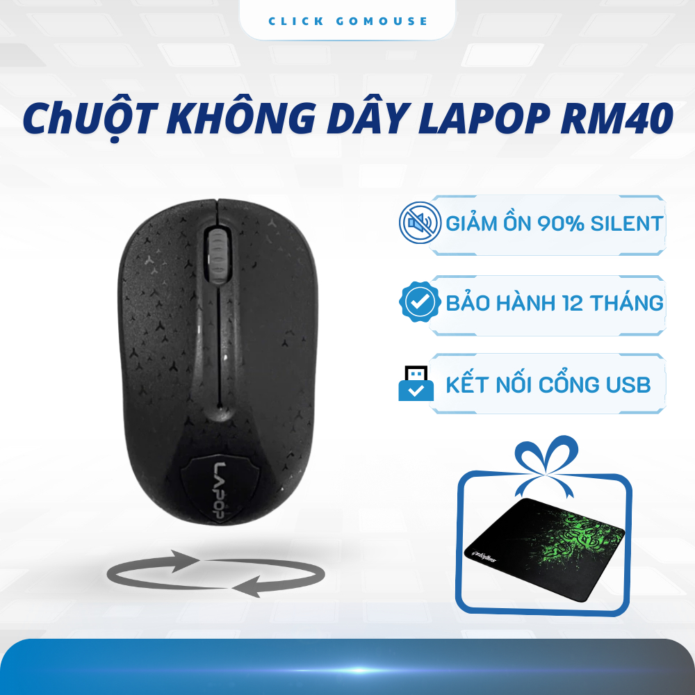 Chuột Không Dây RM40 Chuột Wireless Cho Laptop PC Gọn Nhẹ Nhạy Mượt Kết Nối Ổn Định Quà Tặng Pin Và 