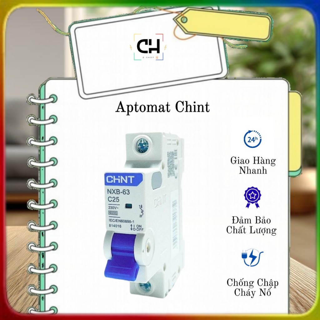 Aptomat Chint MCB NXB-63, Cầu dao Chint , Aptomat tép, cầu dao tự động chống quá tải 1 pha