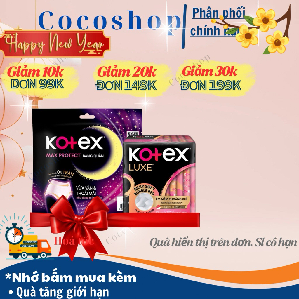 ( quà tặng) combo băng vệ sinh quần kotex 2M+ 1 gói ban ngày 8M