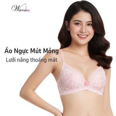 Áo ngực nữ ren mút mỏng không gọng Wannabe thiết kế tinh tế thoáng mát cả ngày ANR13