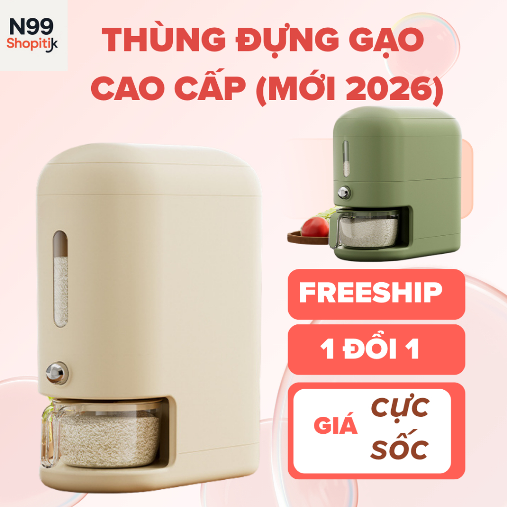 Thùng Đựng Gạo Thông Minh [MỚI 2026] B4 SHOPITIK nhựa ABS cao cấp dung tích 5kg 10kg chống ẩm chống 