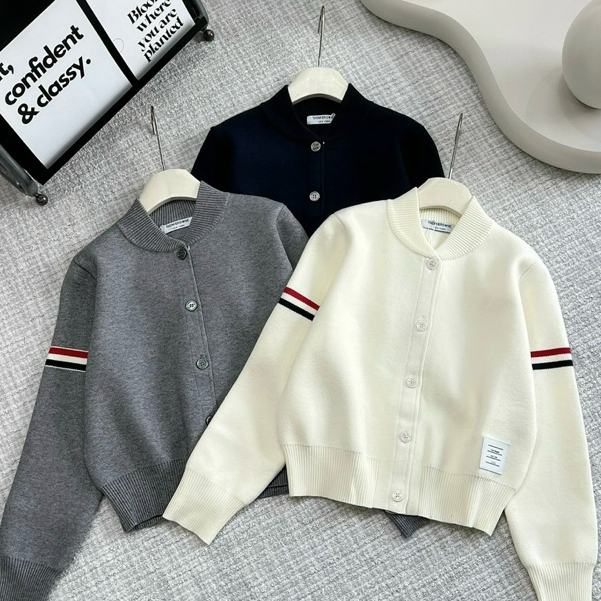 Áo Khoác Cadigan, Áo Nỉ Cardigan nữ  Cổ Tròn Tay Kẻ Dễ Thương Phong Cách  Hàn Quốc -Nhẹ Nhàng Chất vải nỉ hai da mềm mịn | BigBuy360 - bigbuy360.vn