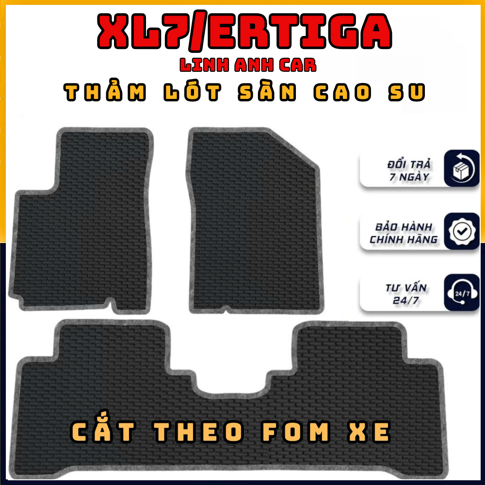 Thảm LÓT SÀN CAO SU Ertiga 2018 đến 2024 cắt sẵn ko may viền 3 hàng ghế,chuẩn fom xe