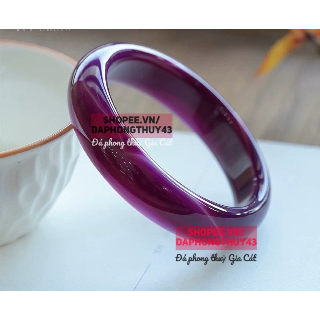 Vòng tay đá mã nao tím vân siêu đẹp mịn kiểm định vòng bản đá tím agate Mới