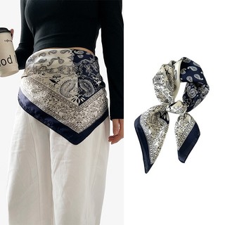 Khăn bandana satin lụa vuông nam nữ kèm đai 70x70cm