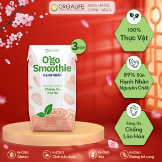  Lốc 3 Hộp O'GO SMOOTHIE HẠNH NHÂN - Thực phẩm bổ sung dinh dưỡng chống lão hoá da  200ml Hộp  