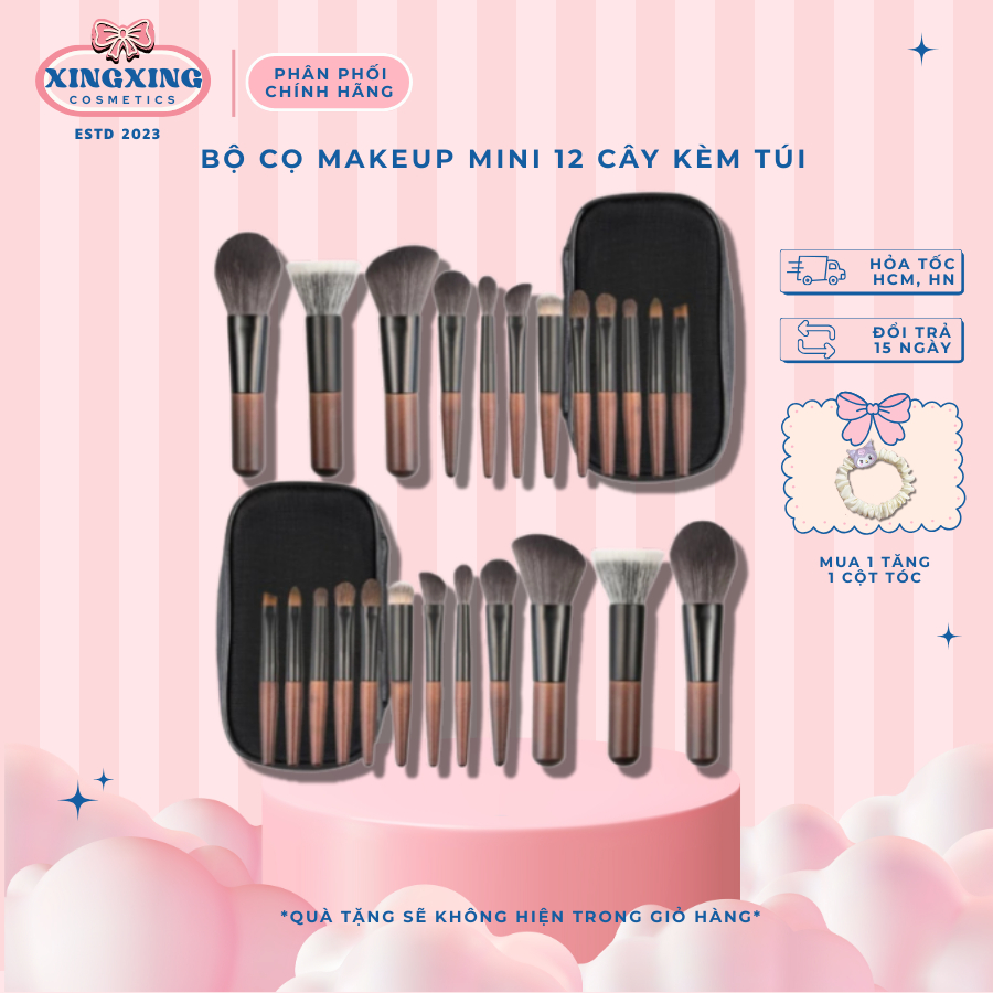 Set cọ makeup mini bộ cọ trang điểm mini 12 cọ XINGXINGCOSMETICS, bộ cọ makeup cá nhân,chuyên nghiệp