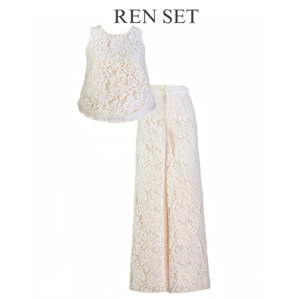 REN SET- Set ren sát nách viền lông vũ thanh lịch - ELVES DESIGN