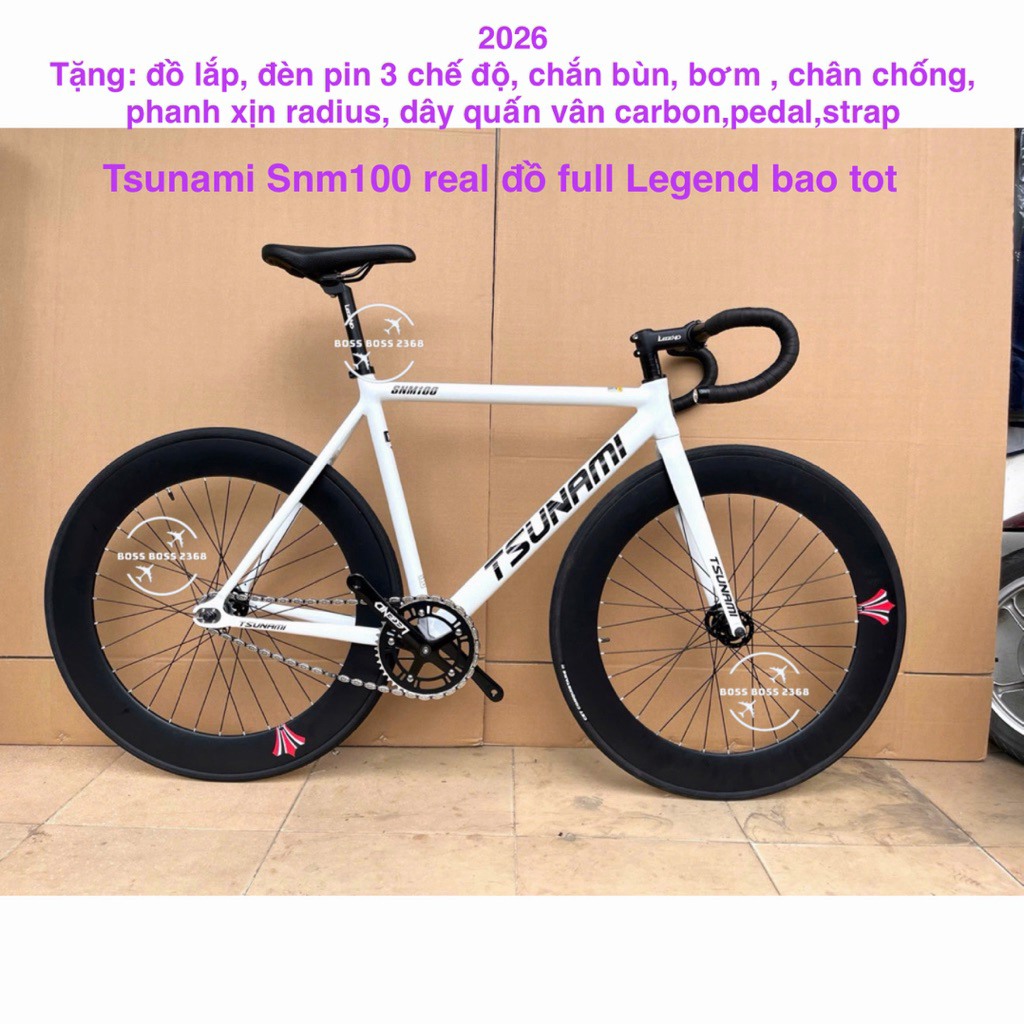 Xe đạp fixed gear Tsunami snm100 chính hãng : real ( tặng nhiều đồ)