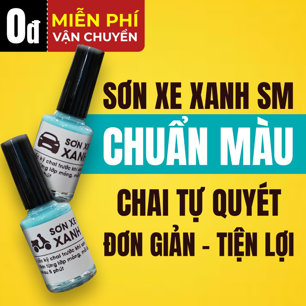 Sơn màu xe Vinfast Xanh SM, chai sơn 100gr màu chuẩn xe ô tô, xe máy Xanh SM dùng để dặm vá các vết 