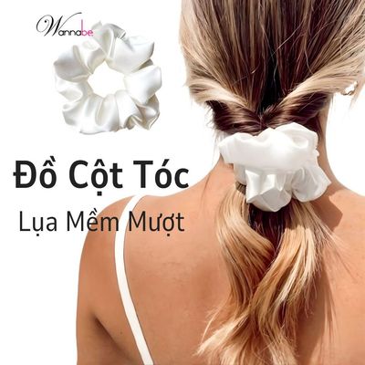 Dây buộc tóc lụa WANNABE cột tóc satin scrunchies thời trang làm đẹp tóc siêu xinh cho mẹ bé KT002