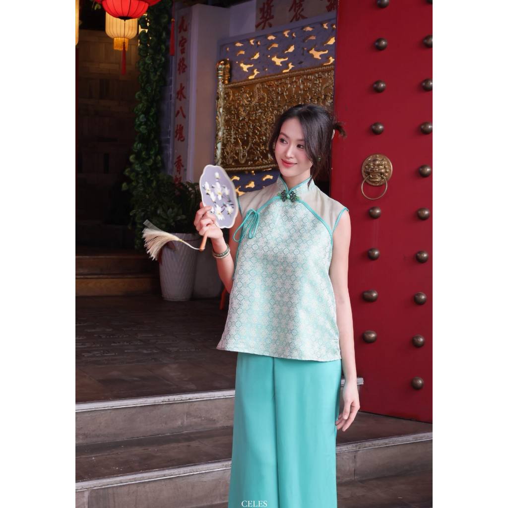 CELES Set đồ Tết Sắc Xuân màu xanh ngọc