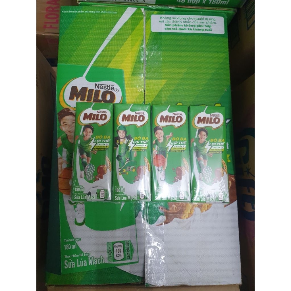 Thùng 48 hộp sữa milo lúa mạch ít  48 hộp