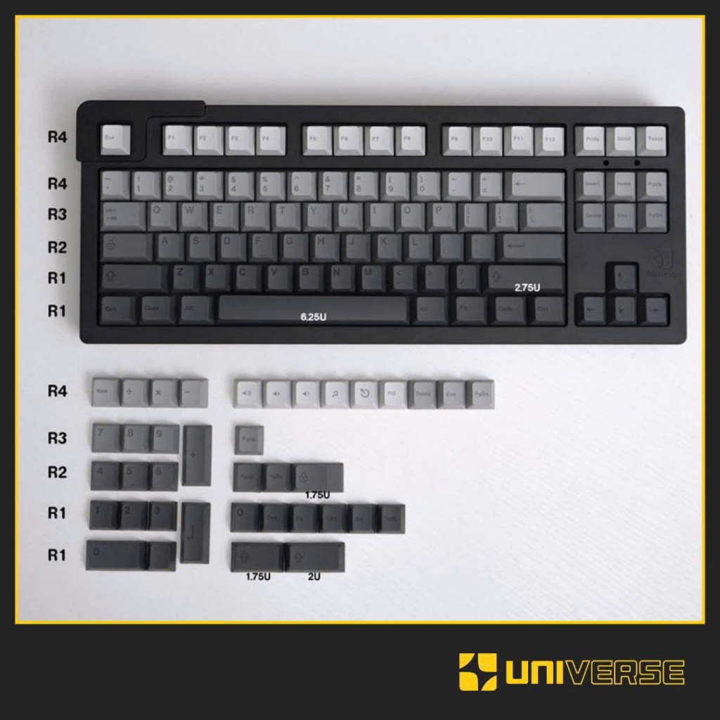 Keycap gradient đen - keycap pbt profile cherry 124 phím - keycap đen gradient cho bàn phím cơ