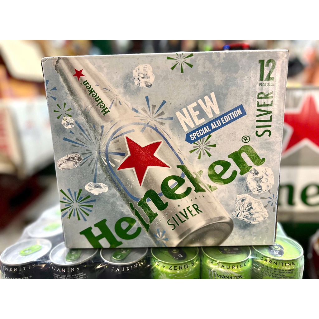 [Thùng 12 chai] Bia Heineken Silver chai nhôm Aluminum nồng độ 4%/330ml-Hàng chính hãng