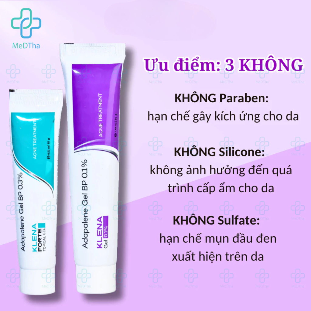 Bộ Ba Gel Chấm Mụn Adapalene Klena 0.1 - Klena 0.3% + Derma Forte Sáng Da, Ngừa Dầu, Phục Hồi Làn Da