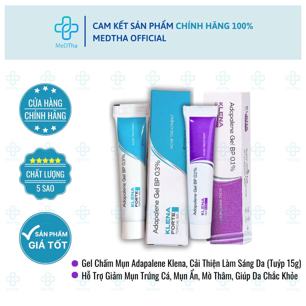 Kem Mụn Klena Forte Adapalene 0.1% 30g & 0.3% 15g - Giảm Mụn Trứng Cá, Mụn Ẩn, Mờ Thâm