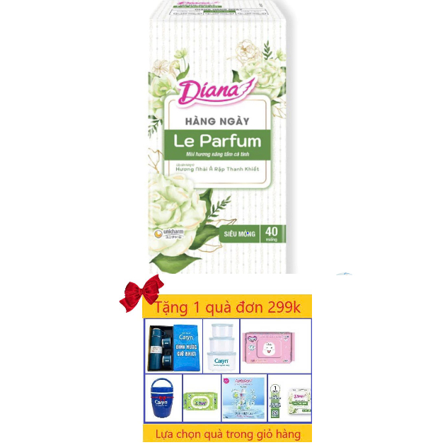 Gói 40 Miếng (Loại Nhỏ 15.5cm)- Combo 6 Gói Băng Vệ Sinh Diana Hàng Ngày Le Parfum - Hương Nhài Ả Rậ