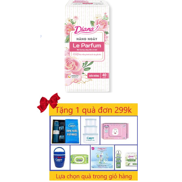 Gói 40 Miếng (Loại Nhỏ 15.5cm)- 1 Gói Băng Vệ Sinh Diana Hàng Ngày Le Parfum - Hương Mộc Hồng Anh Qu