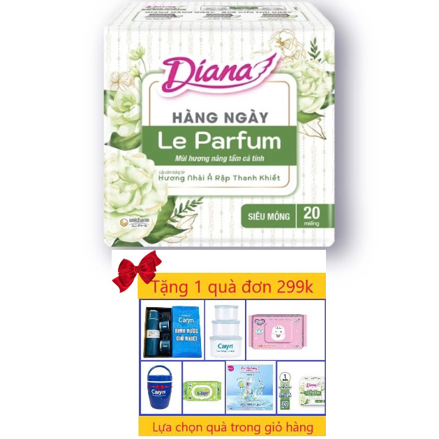Gói 20 Miếng (Loại Nhỏ 15.5cm)- Combo 6 Gói Băng Vệ Sinh Diana Hàng Ngày Le Parfum - Hương Nhài Ả Rậ