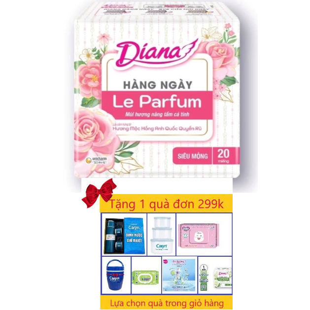 Gói 20 Miếng (Loại Nhỏ 15.5cm)- 1 Gói Băng Vệ Sinh Diana Hàng Ngày Le Parfum - Hương Mộc Hồng Anh Qu