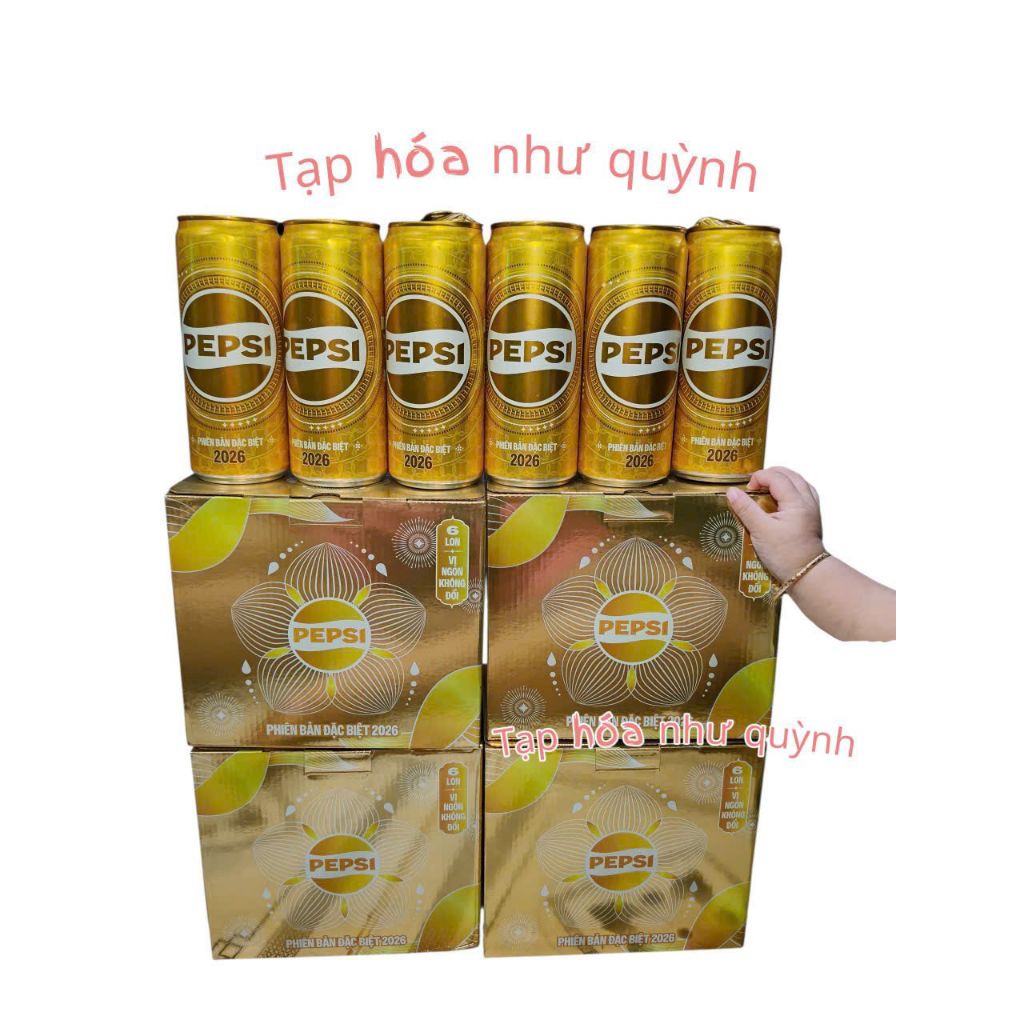 CHƯNG TẾT ĐẸP) HỘP 6 LON NƯỚC NGỌT PEPSI LON VÀNG CÓ GA PHIÊN BẢN 2026