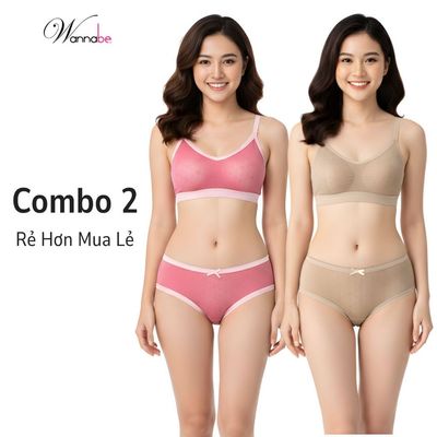 Combo 2 quần lót nữ WANNABE quần chip nữ thun lưới thoáng mát co giãn thoải mái, mặc hằng ngày QLL07
