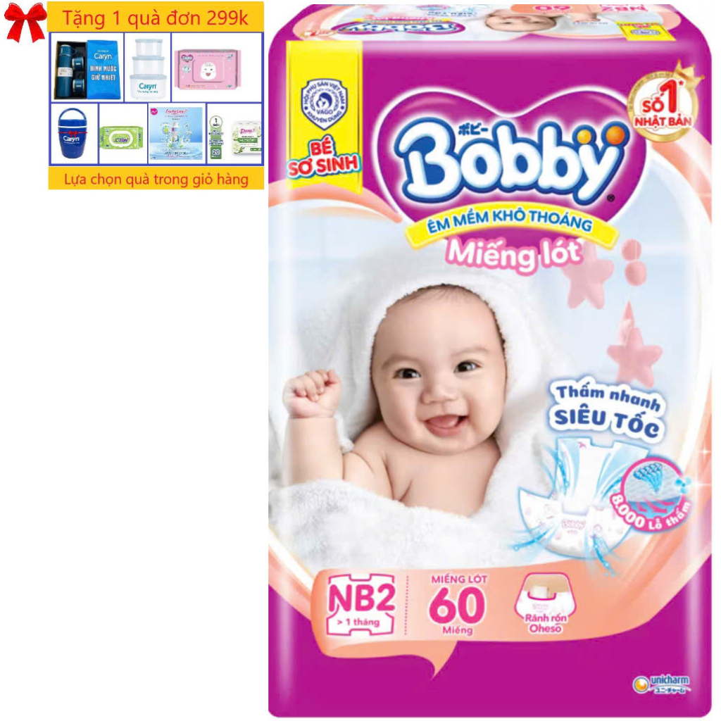 [Chính Hãng]- Miếng lót sơ sinh Bobby NB2 60 miếng (Newborn 2 60 miếng)- Date luôn mới