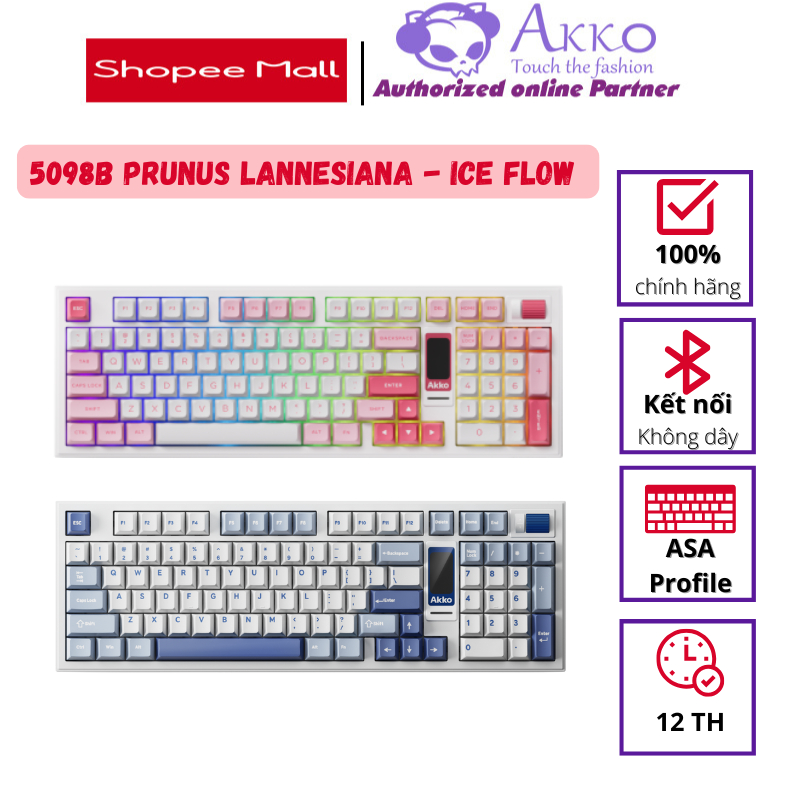 Bàn phím AKKO 5098B Prunus Lannesiana - IceFlow (RGB / Hotswap / Akko V3 Piano Pro)