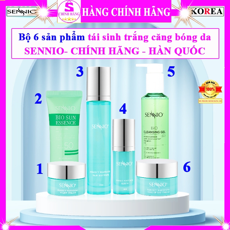 NGUYÊN BỘ sennio chính hãng combo sennio hàn quốc toner serum kem nước hoa hồng senio hộp màu xanh