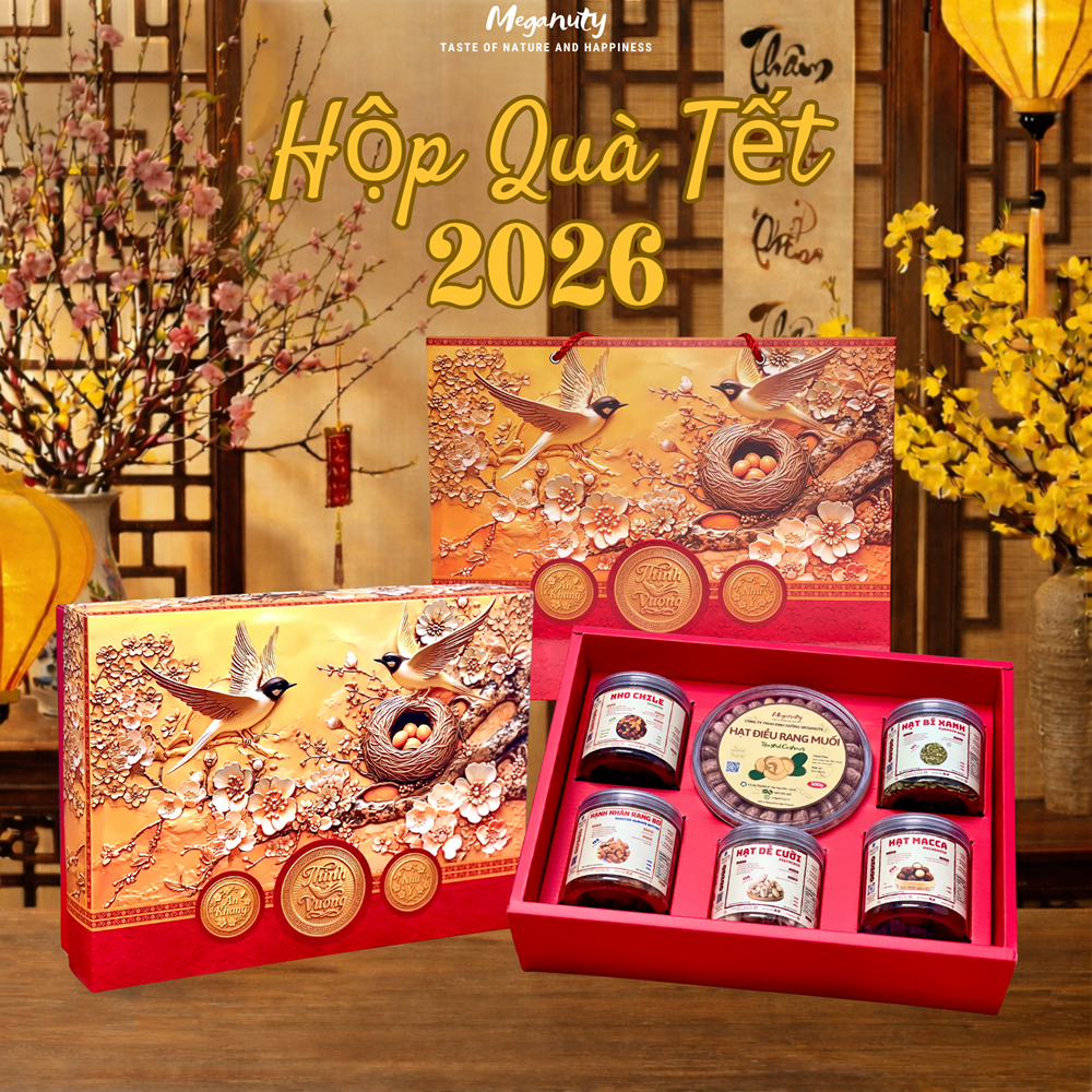 Set Quà Tết 2026, Lễ 8/3,Lễ 20/10 Meganuts - Hộp quà tặng Tết các loại hạt Cao cấp, sang trọng, ý nghĩa nhiều combo