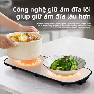 Khay Hâm Nóng Thức Ăn  , Đế Hâm Nóng Đồ Uống Đa Năng Tiện Lợi - Mặt Kính Cường Lực Chăc Chắn