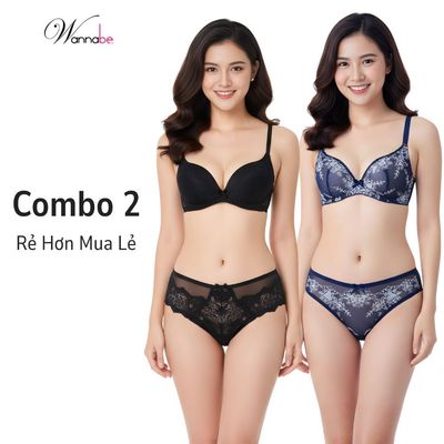 Combo 2 quần lót ren hoa xinh xắn Wannabe quần chip nữ cao cấp, mềm mại, thoáng mát QLR10
