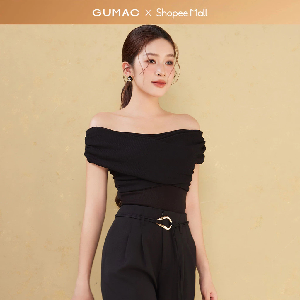 Nguyên tag - Áo thun nữ ôm đắp chéo thời trang GUMAC ATE09011, áo đi làm, đi chơi, đi học
