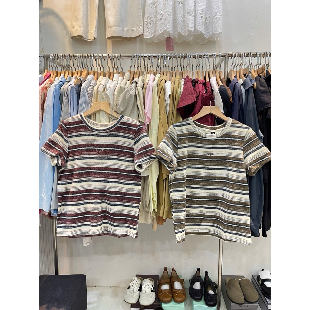 [PORO Clothing ] 8353 áo len kẻ